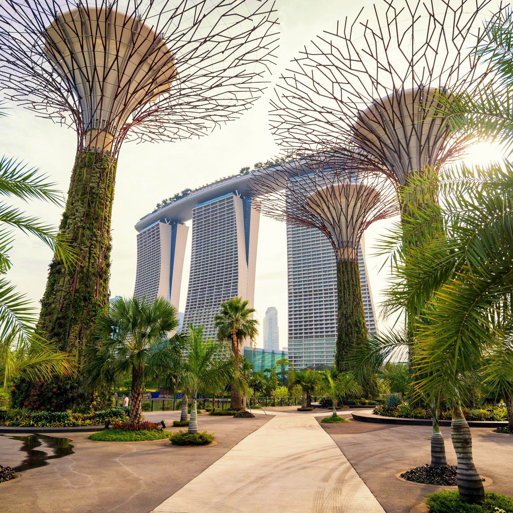 Gärten von Singapur mit Blick auf Marina Bay Sands